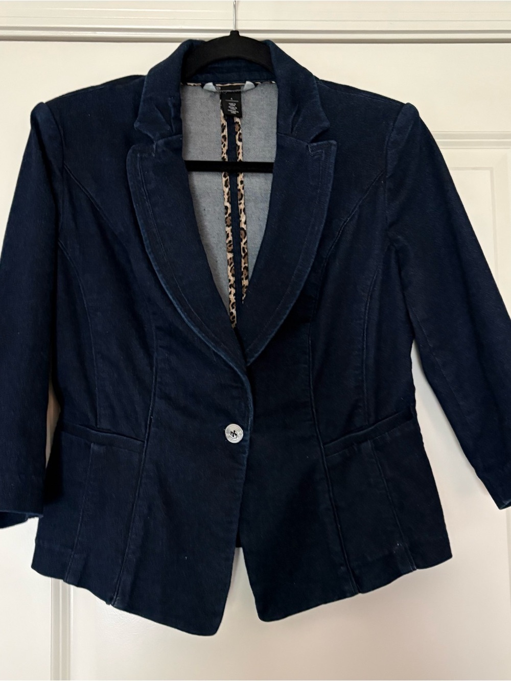 White House Black Markets Women's Dark Indigo Denim Blazer Jacket - Picture 3 of 11